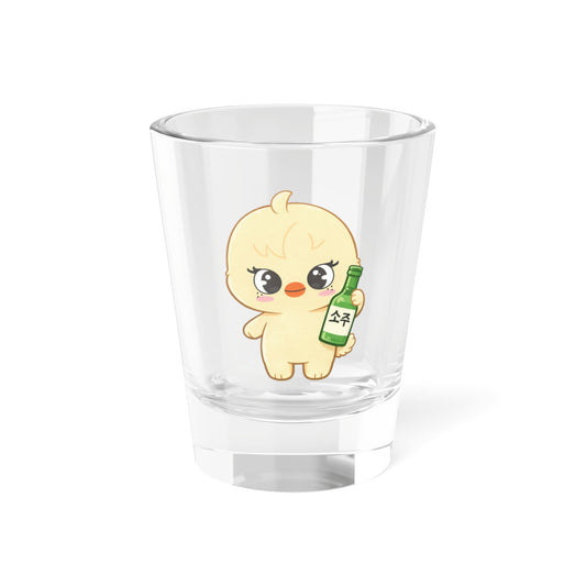 BbokAri Cute Kawaii Puppy Holding Soju Shot Glass — 1.5oz Cute Animal Korean Soju Glassware