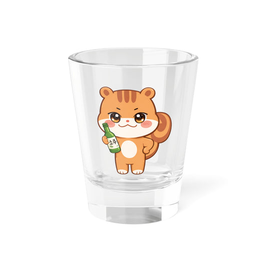 JJOONGrami Cute Kawaii Puppy Holding Soju Shot Glass — 1.5oz Cute Animal Korean Soju Glassware