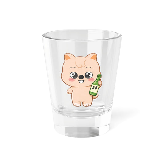 Han Quokka Cute Kawaii Puppy Holding Soju Shot Glass — 1.5oz Cute Animal Korean Soju Glassware