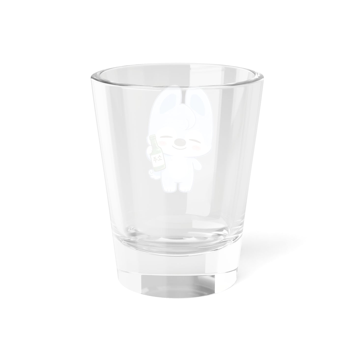 Wolf Chan Cute Kawaii Puppy Holding Soju Shot Glass — 1.5oz Cute Animal Korean Soju Glassware