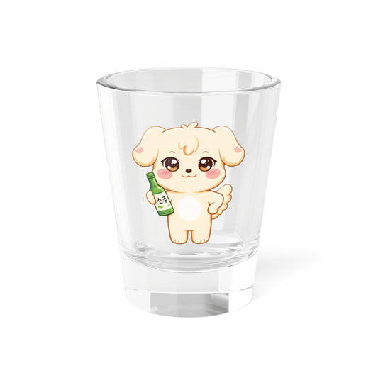 TYUdeongi  Cute Kawaii Puppy Holding Soju Shot Glass — 1.5oz Cute Animal Korean Soju Glassware