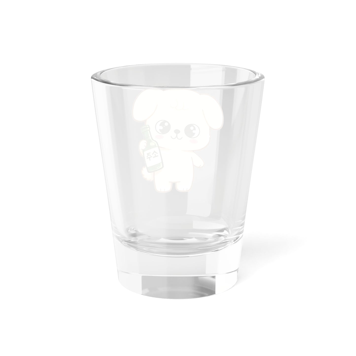 PuppyM Cute Kawaii Puppy Holding Soju Shot Glass — 1.5oz Cute Animal Korean Soju Glassware
