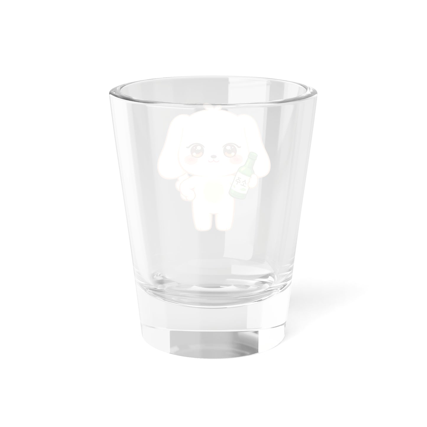 HETmongi Cute Kawaii Puppy Holding Soju Shot Glass — 1.5oz Cute Animal Korean Soju Glassware