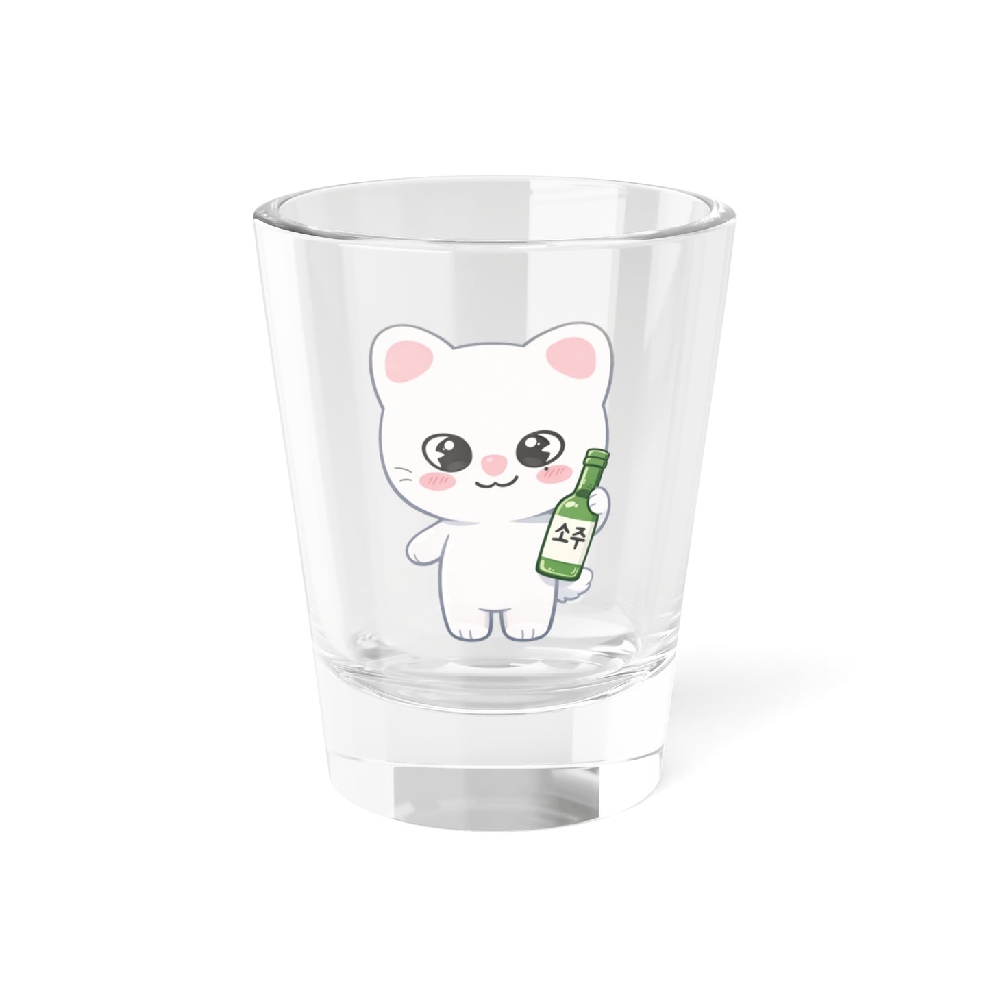 Jiniret Cute Kawaii Puppy Holding Soju Shot Glass — 1.5oz Cute Animal Korean Soju Glassware