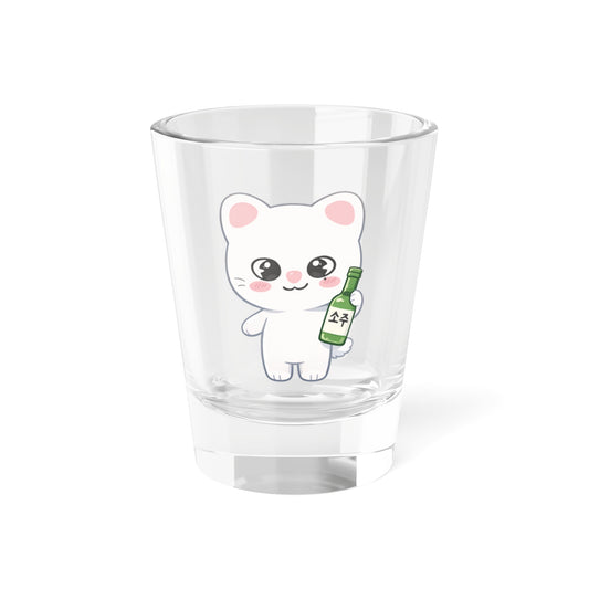 Jiniret Cute Kawaii Puppy Holding Soju Shot Glass — 1.5oz Cute Animal Korean Soju Glassware