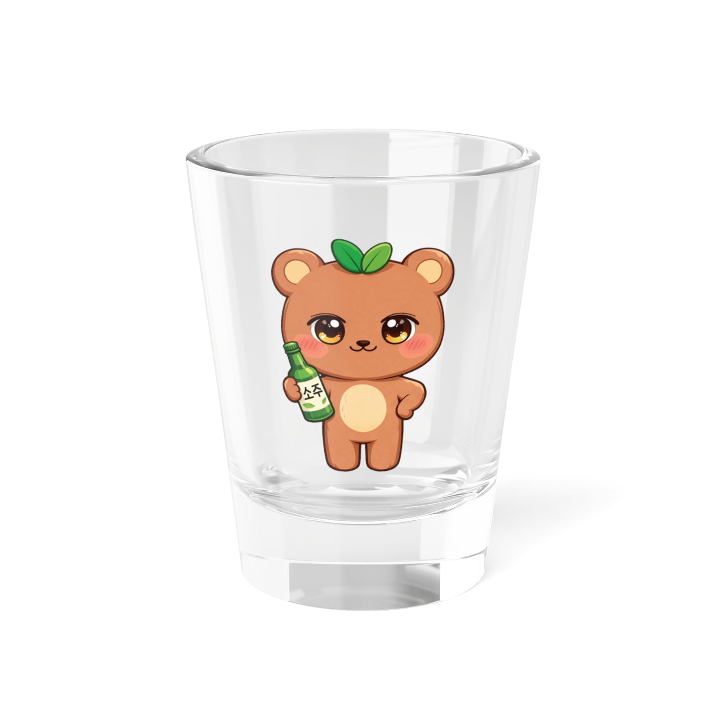 JJONGbear Cute Kawaii Puppy Holding Soju Shot Glass — 1.5oz Cute Animal Korean Soju Glassware