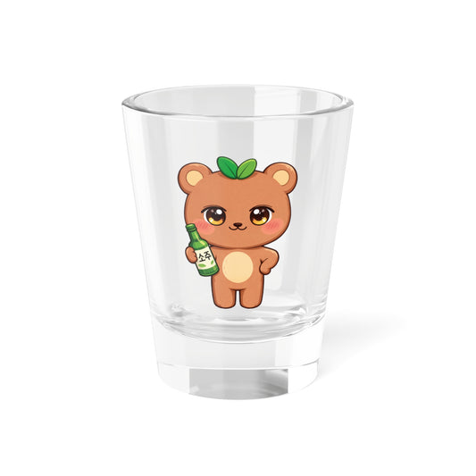 JJONGbear Cute Kawaii Puppy Holding Soju Shot Glass — 1.5oz Cute Animal Korean Soju Glassware