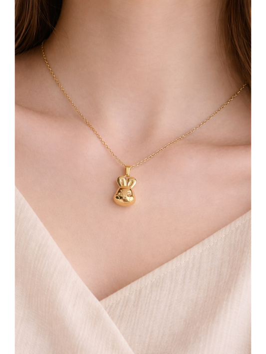 ATZ Gold Bunny Pendant Necklace